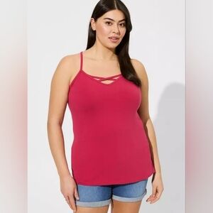 Torrid Foxy Strappy Front And Back Racer Back Cami Red Bud 3x new
